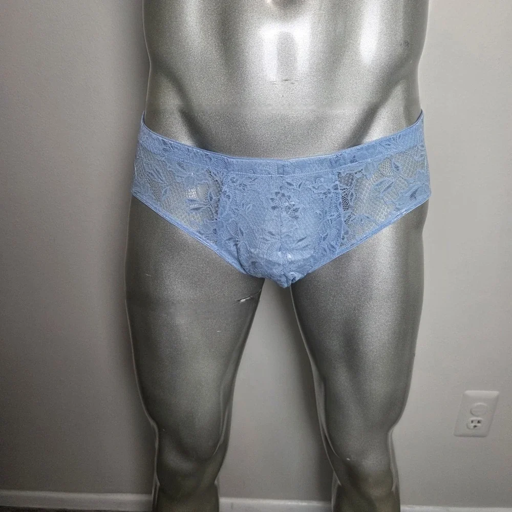 Cosabella Never Say Never Mens Lace Briefs Blue Floral Low Rise Underwear NWT‎
